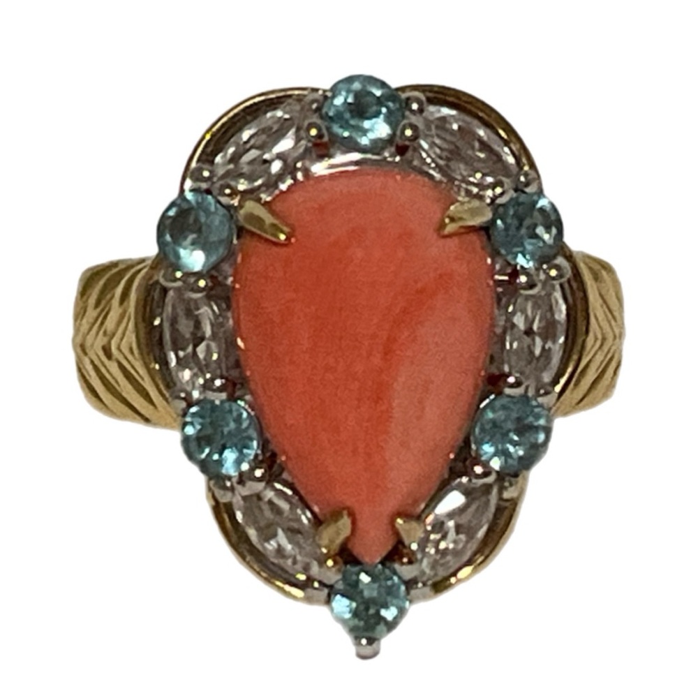 Ring - Michael Valitutti - Gems en Vogue - Coral w/Zircon & Dauphine Apatite